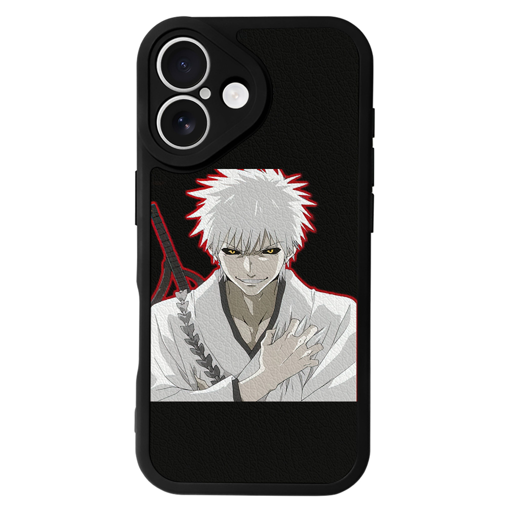 ブリーチ 黒崎一護（くろさき いちご）BLEACH Kurosaki Ichigo 【iPhone 16シリーズ対応】シリコンスマホケース（レザー調） 材質：シリコン